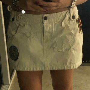 Pinko denim off white mini skirt